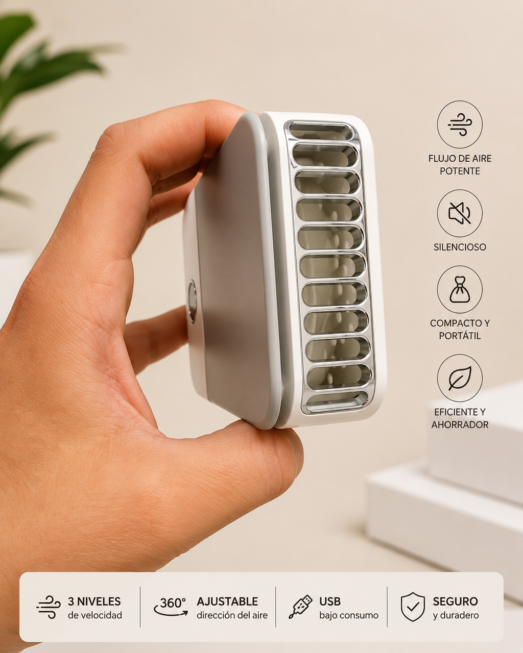 Brisa Portable | Ventilador de Cuello y Cintura Recargable