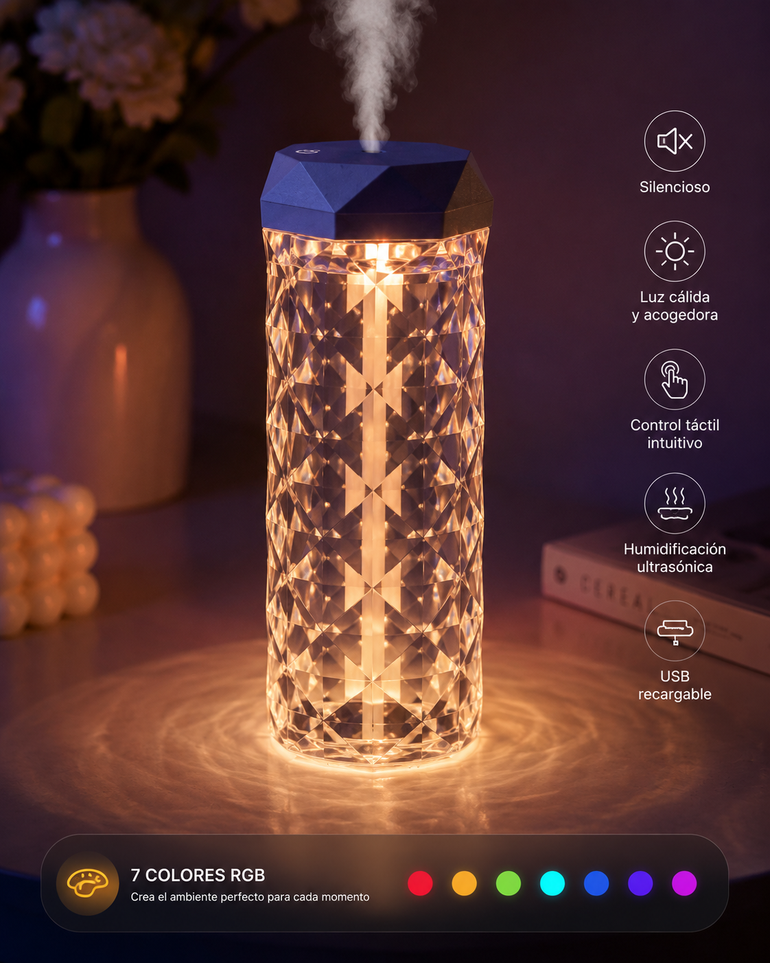 Humidificador de Aroma LED RGB de 400 ML — Difusor Ultrasónico Moderno