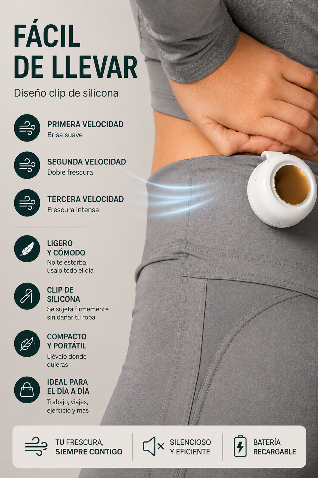 Brisa 360° | Ventilador Portátil Recargable Silencioso