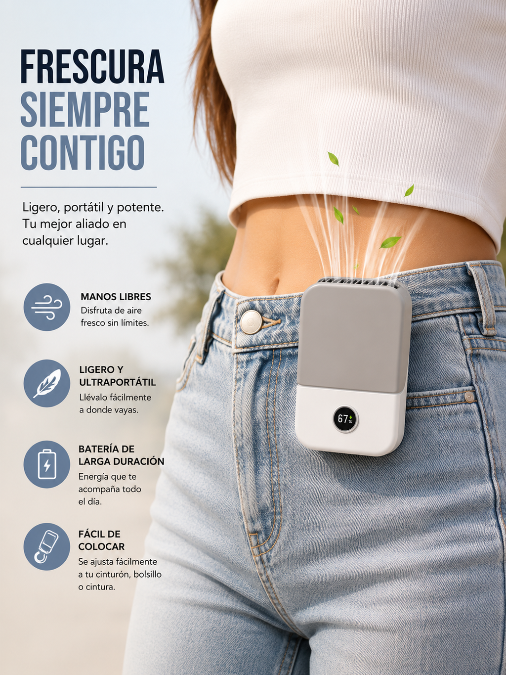 Brisa Portable | Ventilador de Cuello y Cintura Recargable